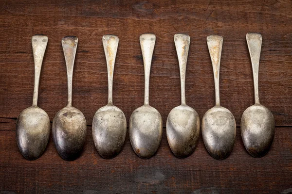 Silver tablespoons with patina — Stock Photo, Image