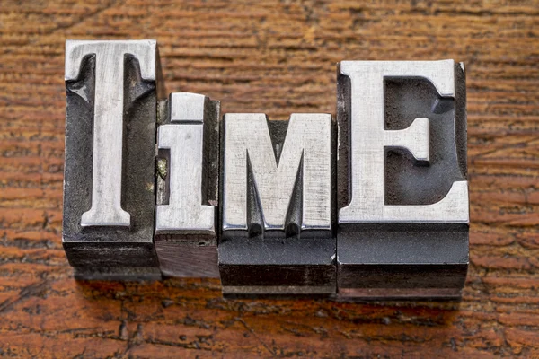 Time word in metal type — Stock Photo, Image