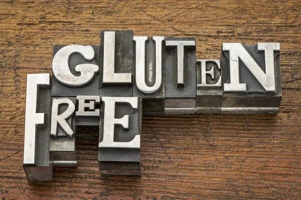 Gluten free words in metal type — Stock Photo, Image