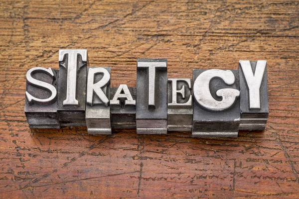 Strategy word in metal type — Stock Photo, Image