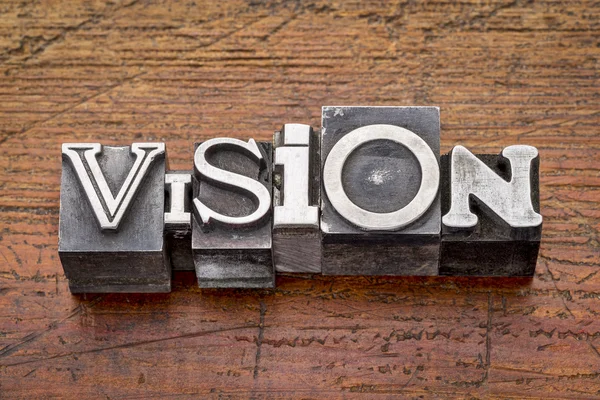 Vision word in metal type — Stock Photo, Image