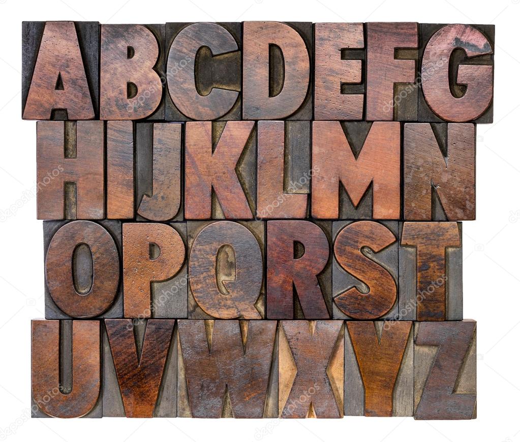 alphabet in vintage wood type