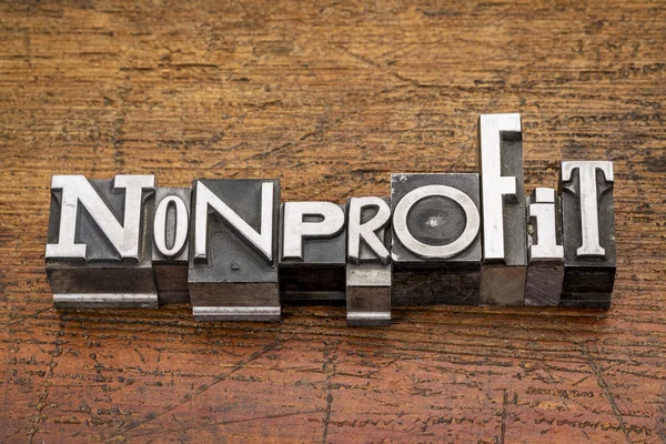 Nonprofit word in metal type — Stock Photo, Image