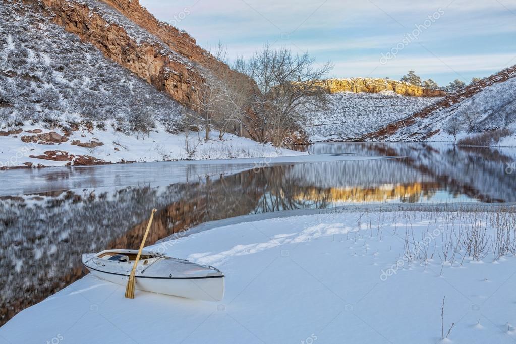 Winter canoe paddling Stock Photo by ©PixelsAway 61347661
