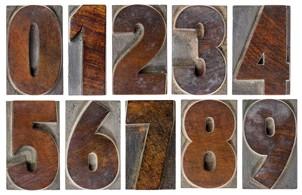 Numbers in wood type — Stock Photo, Image