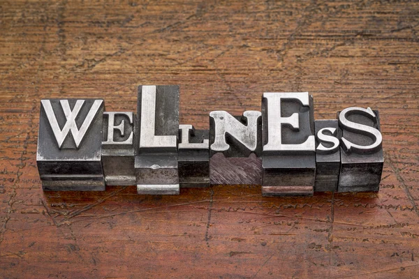 Wellness word in metal type — Stock Photo, Image