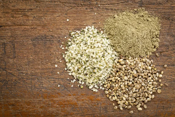 Konopie nasiona i białko w proszku — Zdjęcie stockowe