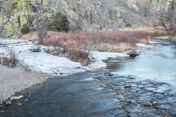 Poudre Fluss im Winter — Stockfoto