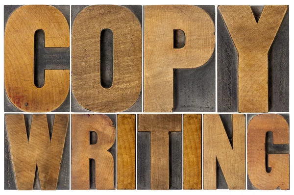 Copywriting palavra no tipo de madeira — Fotografia de Stock