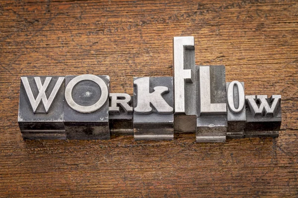 Workflow word in metal type — Stock Photo, Image