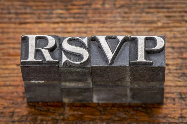 Rsvp acronym in metal type — Stock Photo, Image