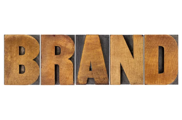 Brand word in wood type — Stock Photo, Image