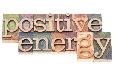 positive energy in wood type clipart