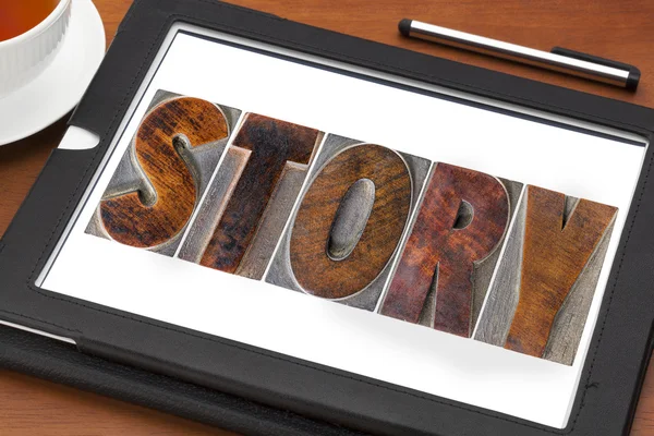 Történet szó tabletta — Stock Fotó