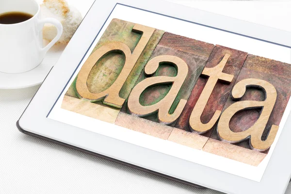 Data word on  digital tablet — Stock Photo, Image