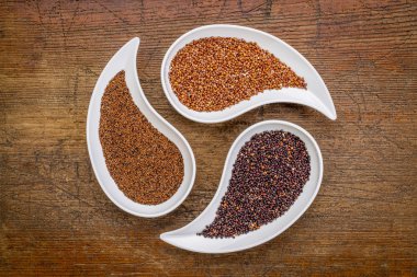 kaniwa, kırmızı ve siyah quinoa tahıl