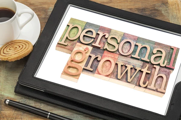 Personal growth typography on tablet — Stock Photo, Image