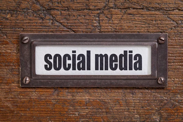 Sociale media - bestand kabinet label — Stockfoto