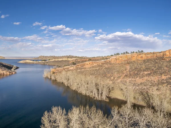 Aeiral landscape of mountain lake — Stock Photo, Image