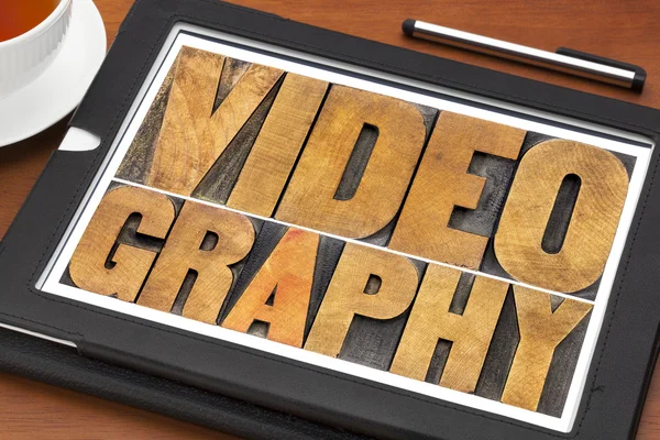 Videography word abstract in wood type — Stock Photo, Image