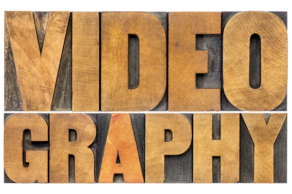 Videography word abstract in wood type — Stock Photo, Image