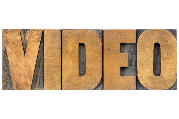 लकड़ी प्रकार में वीडियो शब्द — स्टॉक फ़ोटो, इमेज