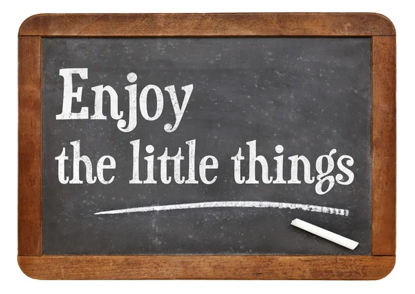Enjoy little things on blackboard — Stock Photo, Image