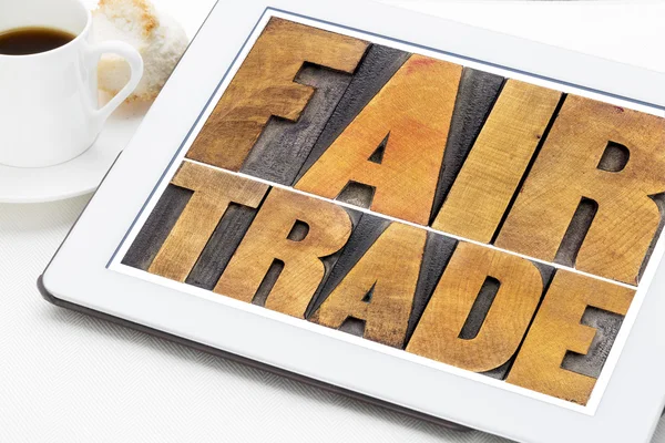 Fair trade word abstract on tablet — Stock Photo, Image