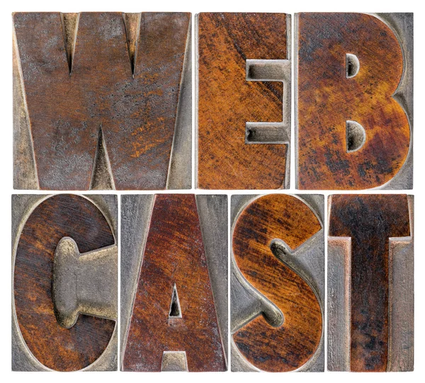 Webcast word  in letterpress blocks — Stock Photo, Image