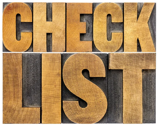 Checklist tipografia de palavras — Fotografia de Stock