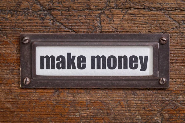 Göra pengar arkivskåp etikett — Stockfoto
