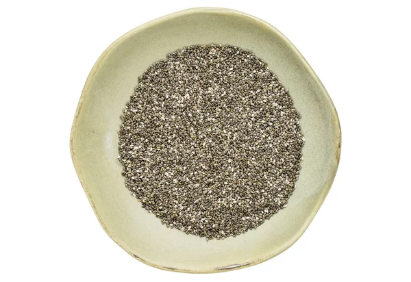 Chia seeds in ceramic bowl — Stock Photo, Image