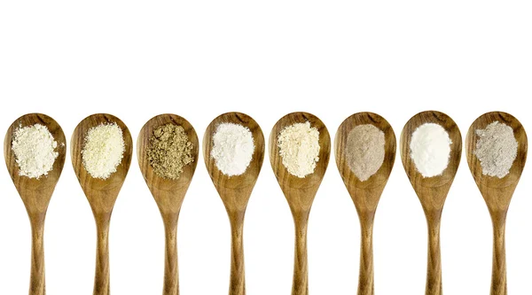 Gluten free flour spoon set — Stock Photo, Image