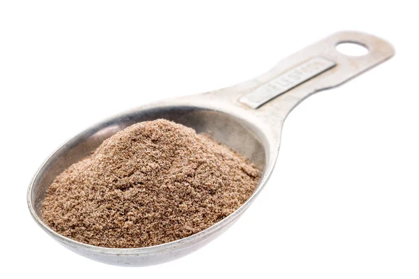 Teff flour on measuring spoon — Stock Photo, Image