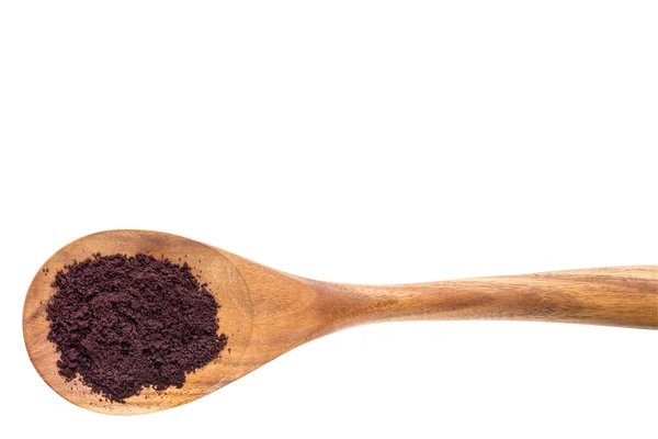 Acai berry polvere su cucchiaio di legno — Foto Stock