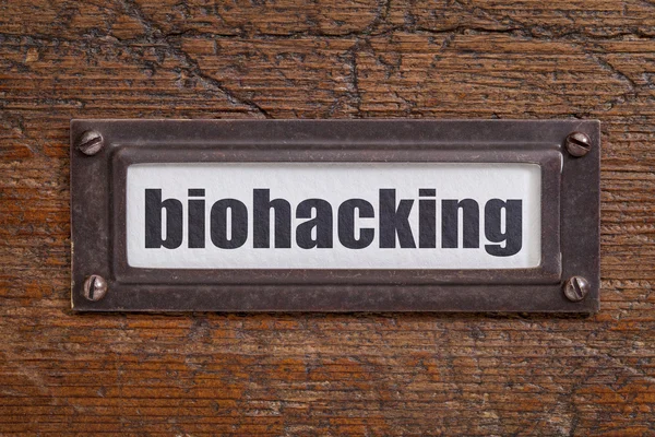Etiqueta biohackin - etiqueta del gabinete de archivos — Foto de Stock