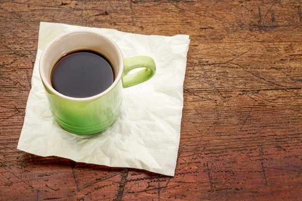 Espresso coffee cup on rustic wood — Stock Photo, Image