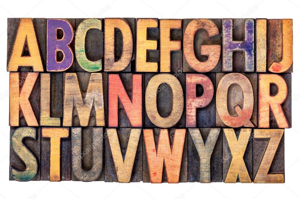 Alphabet abstract in vintage wood type
