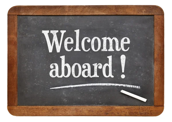 Welcome aboard on blackboard — Stock Photo, Image