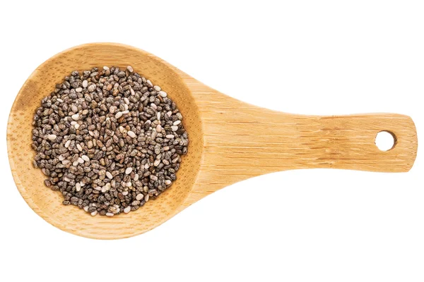 Chia seeds on wooden spoon — Stock Photo, Image