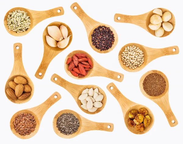 Superfood grano, semi, bacche e noci astratto — Foto Stock