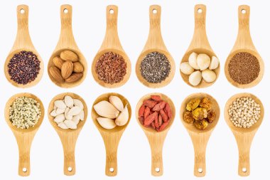 Superfood tohum, tohum, berry ve fındık soyut