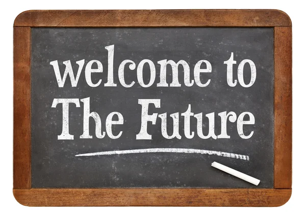 Welcome to the future on blackboard — Stock Photo, Image