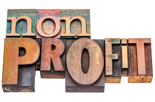 Nonprofit word abstract in wood type — Stock Photo, Image