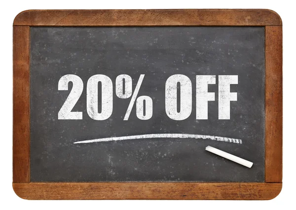 Twenty percent off blackboard sign — Stock fotografie