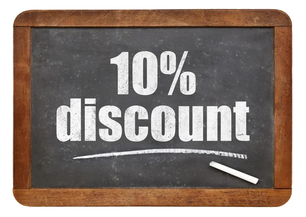 Ten percent discount blackboard sign — Stock Photo, Image