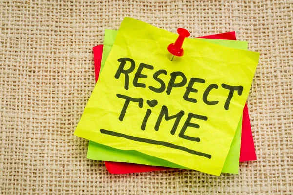 Respect time reminder note — 图库照片