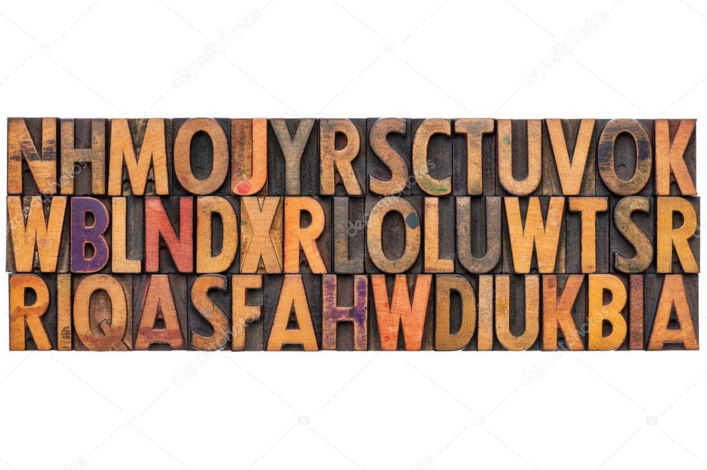 letterpress alphabet abstract background