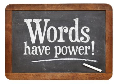 Words have power blackboard sign clipart