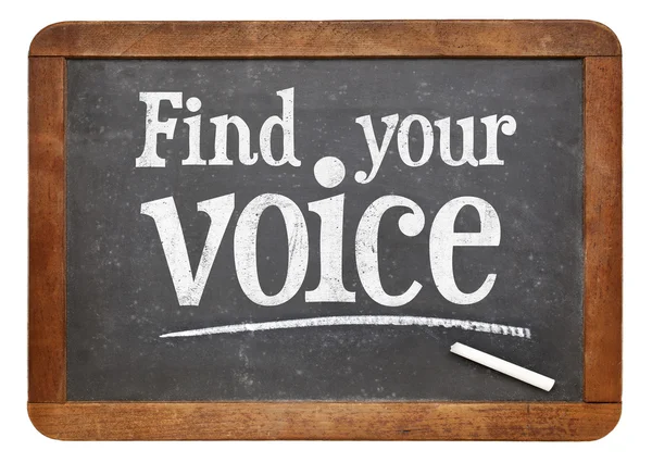 Find your voice blackboard sign — Stockfoto